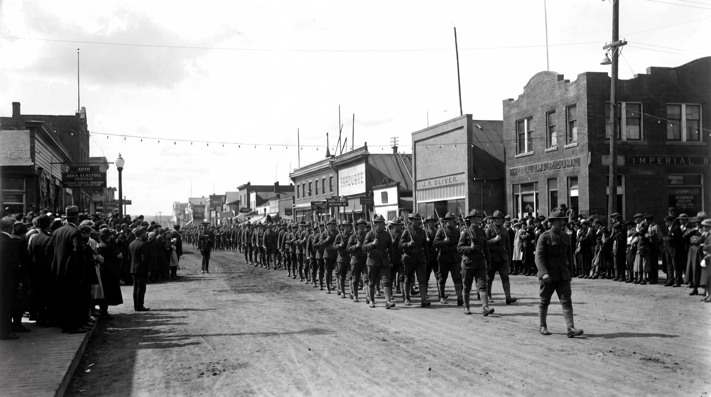 Early Grande Prairie: a gathering on the main street in the town’s early years