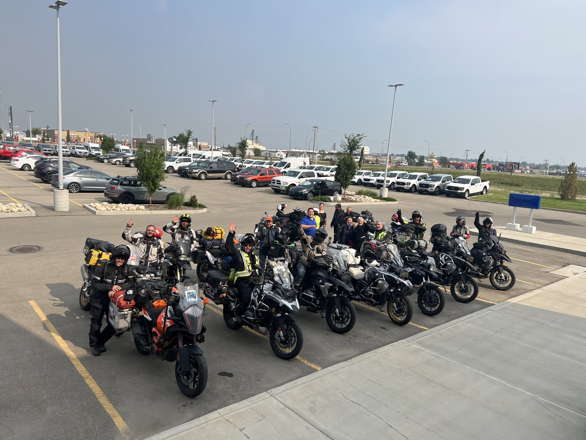 A motorcycle group ride gathered in the Windsor Ford lot