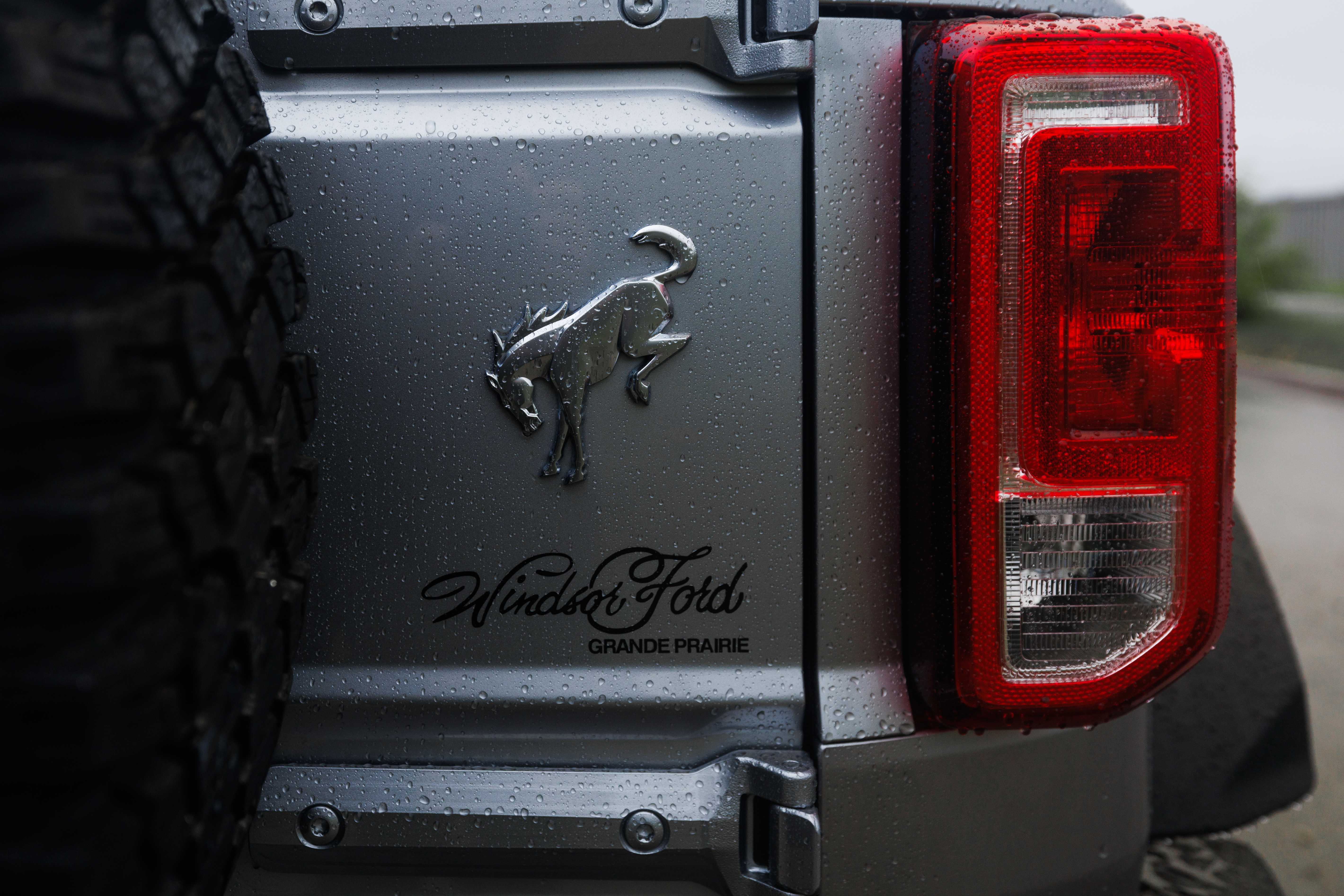 A Ford Bronco with the Windsor Ford Grande Prairie badge
